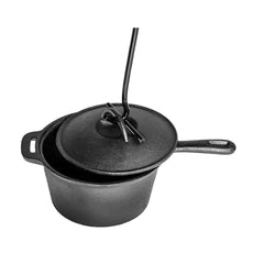 Set din fonta, cutie din lemn, format din 7 piese