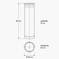 Burlan din inox cu garnitură, lungime 30 cm, grosime 0.5 mm
