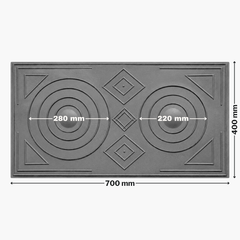 Plită din fontă model cu desen romb 700 mm x 400 mm
