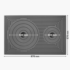Plita din fonta 870 L x 570 mm l cu doua ochiuri