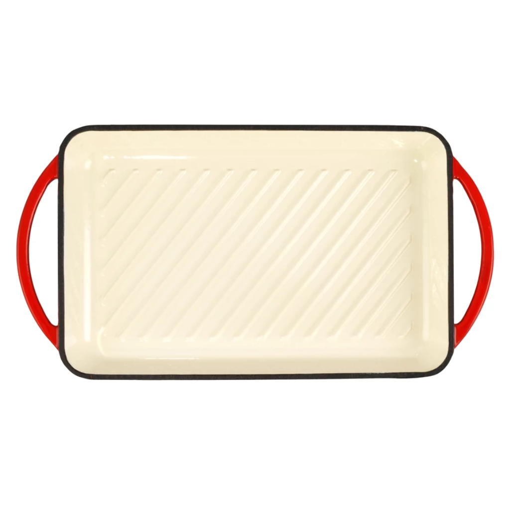 Tavă din fontă emailată roșie 33 x 21,5 cm