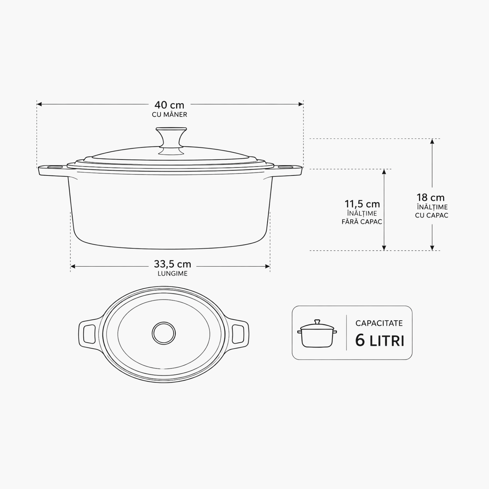 Cratita din fonta emailata, 6 l