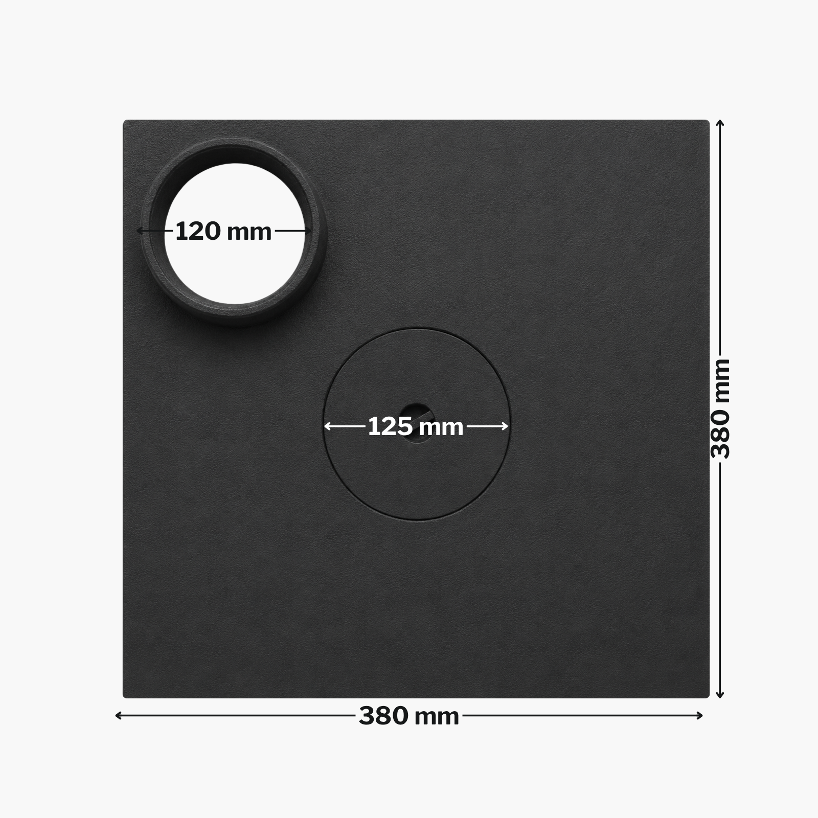 Plita din fontă cu un ochi și gât burlan 380 mm x 380 mm