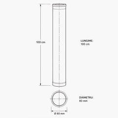 Burlan din inox cu garnitură, lungime 100 cm, grosime 0.5 mm