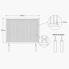 Grătar inox 800 x 500 mm, bare rotative 6 mm, mânere detașabile – Standard