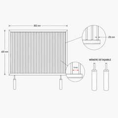 Grătar inox 800 x 600 mm, bare rotative 6 mm, mânere detașabile – Standard
