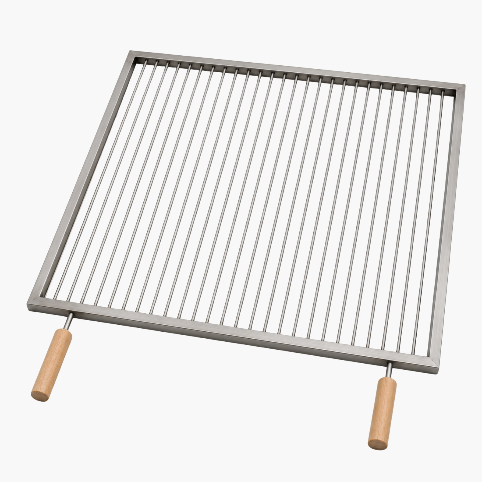 Grătar inox 800 x 800 mm, bare rotative 6 mm, mânere detașabile – ECO