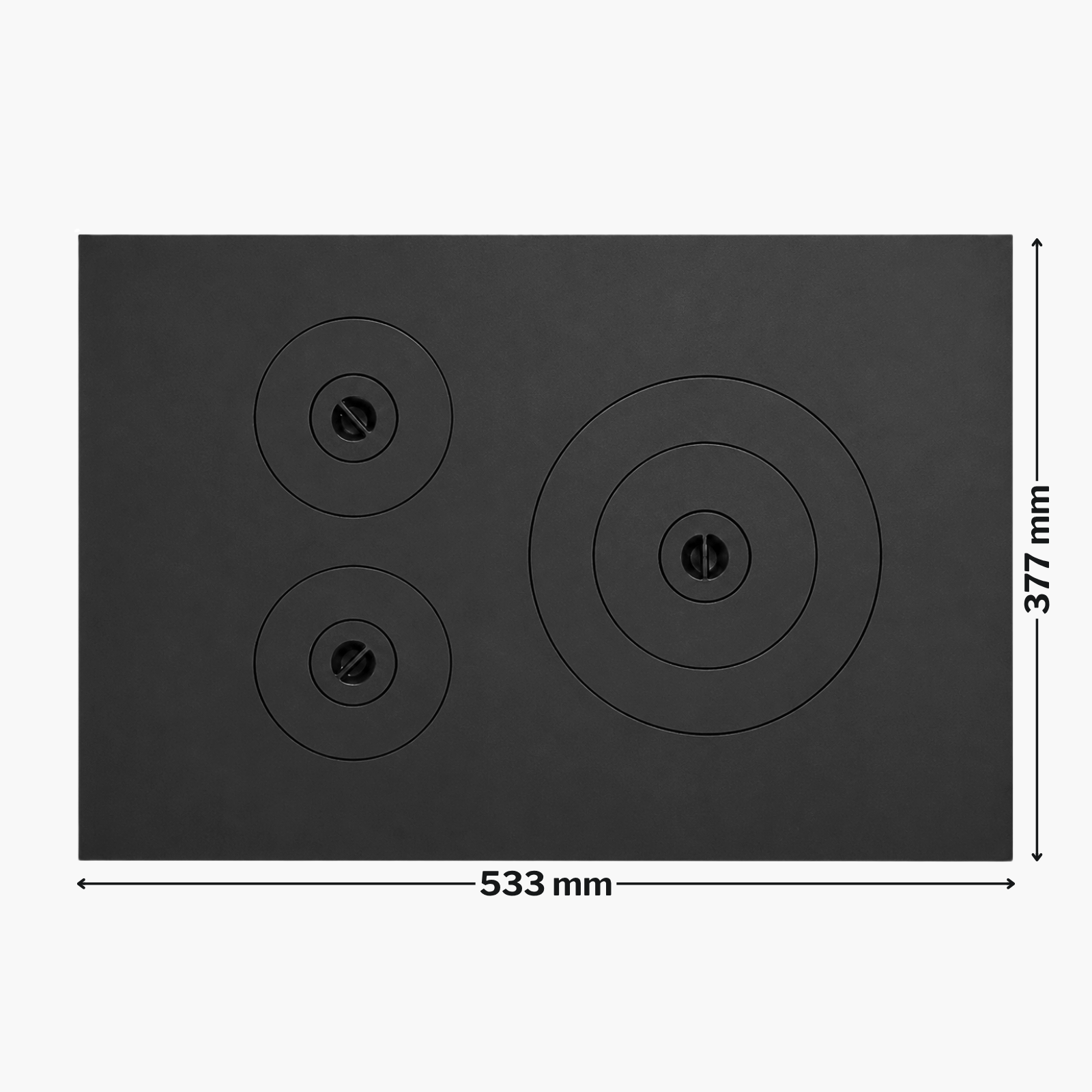 Plită din fontă cu trei ochiuri 533 mm L x 377 mm l