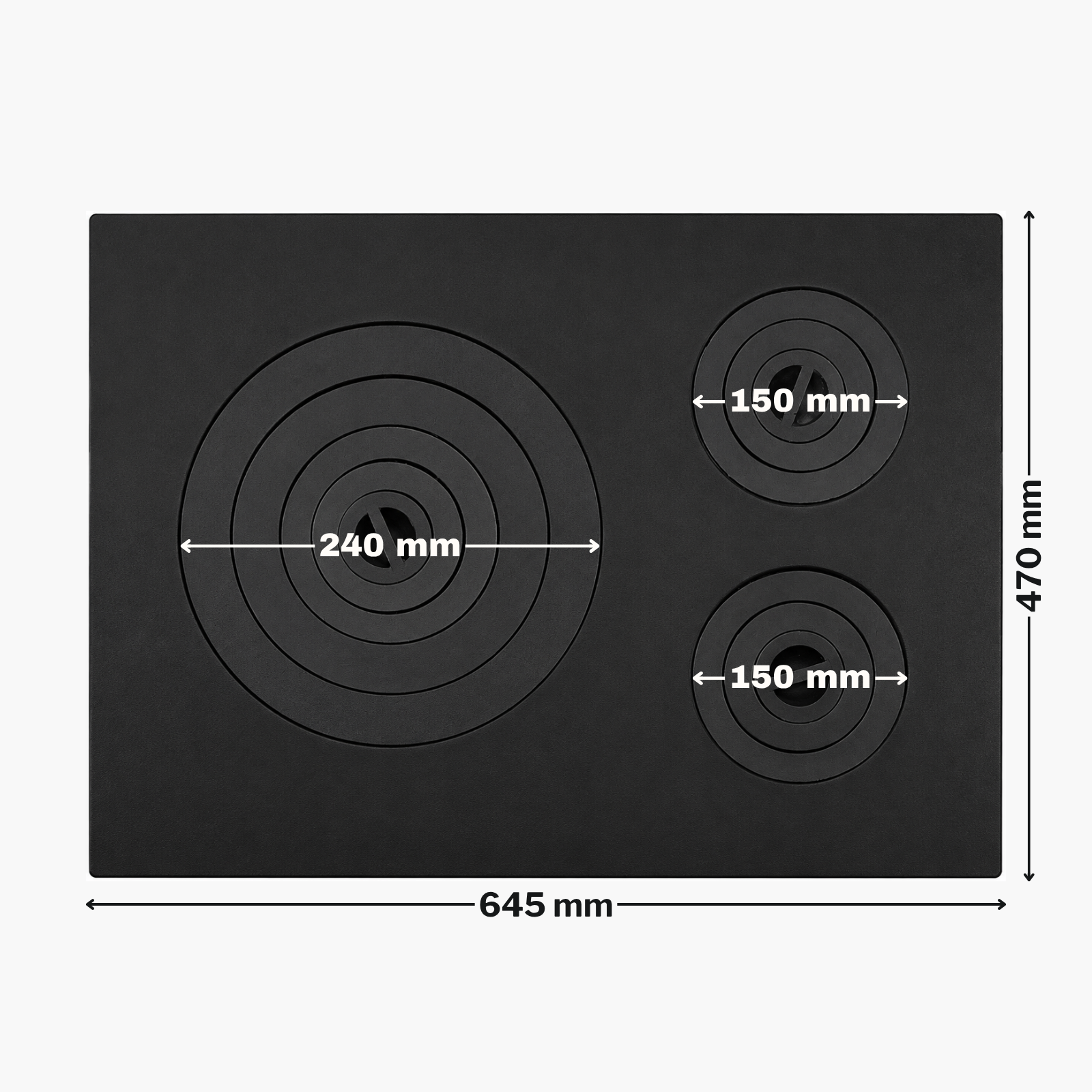 Plita din fonta cu trei ochiuri 645 mmx 470 mm