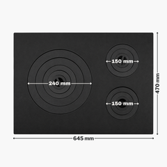 Plita din fonta cu trei ochiuri 645 mmx 470 mm
