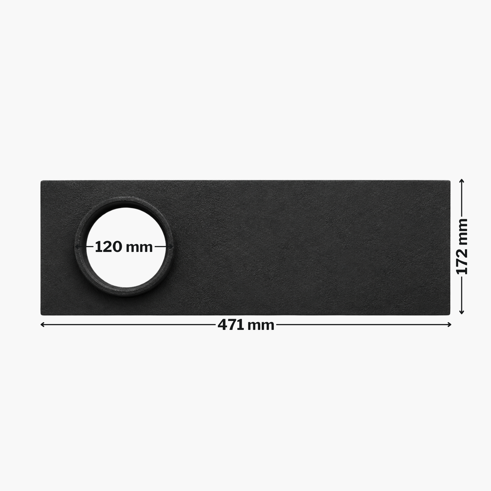 Plită din fontă cu gât burlan 471 mm x 172 mm