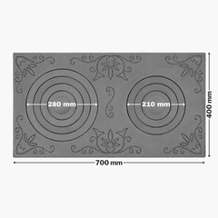 Plită din fontă desen flori 700 mm x 400 mm
