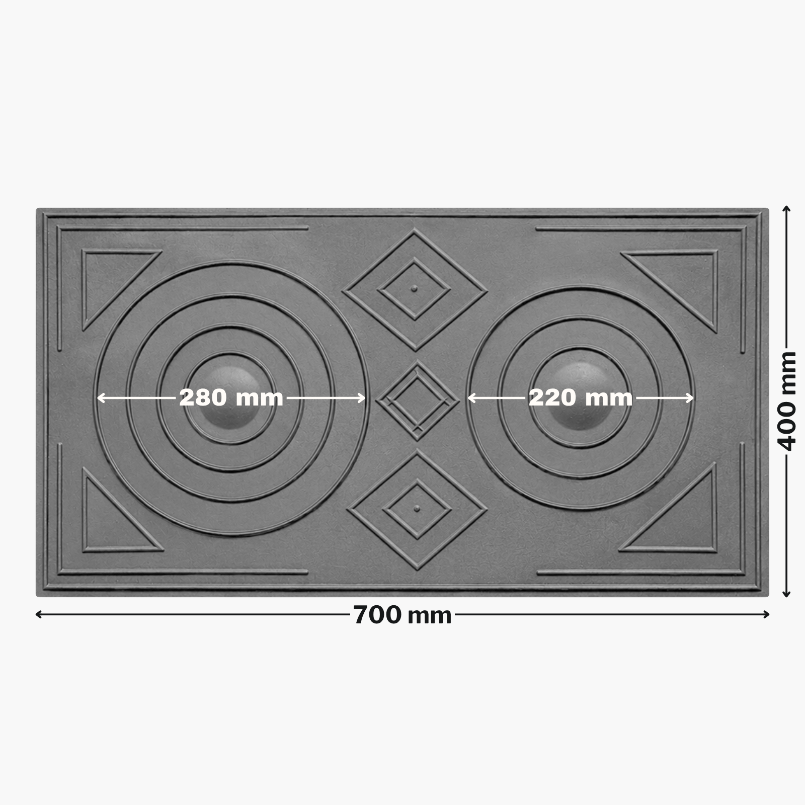 Plită din fontă model cu desen romb 700 mm x 400 mm
