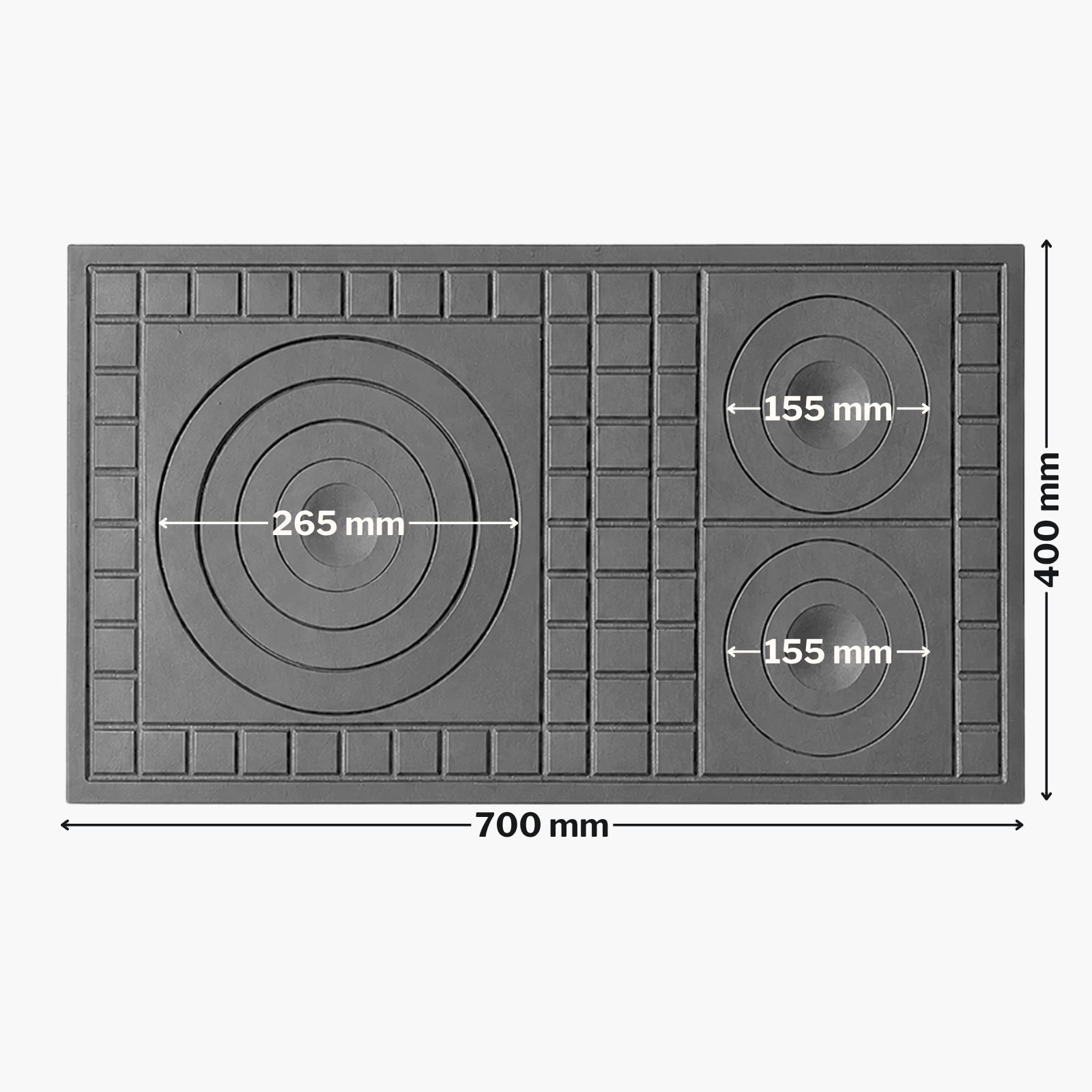 PLITA DIN FONTA CU TREI OCHIURI 700 mm L x 400 mm l