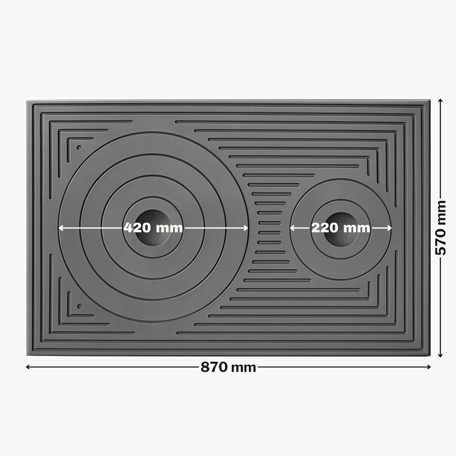 Plita din fonta 870 L x 570 mm l cu doua ochiuri