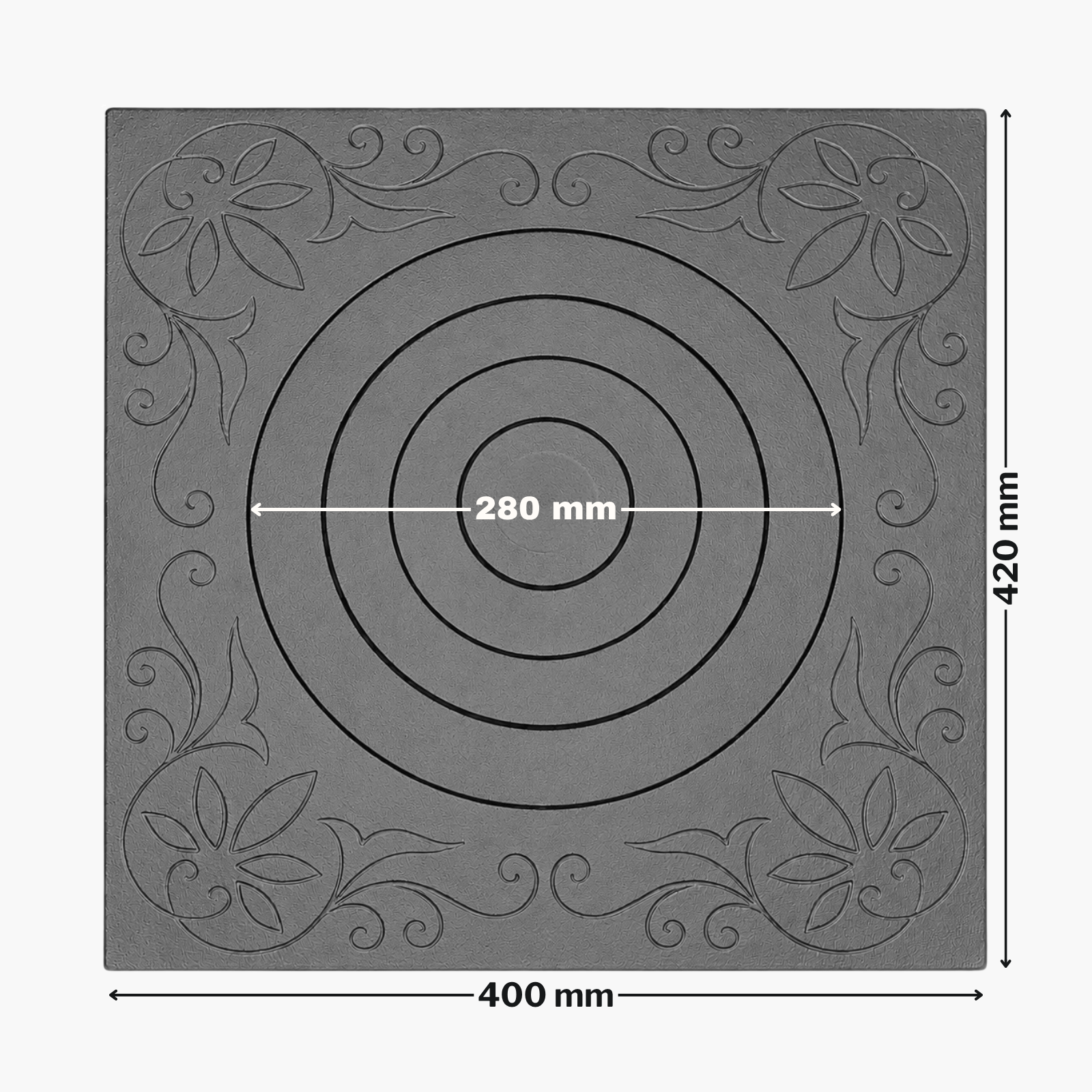 Plită din fontă model floral 400 mm x 420 mm