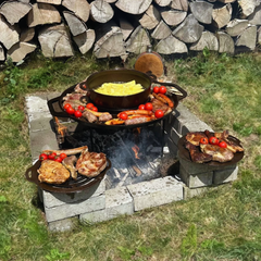 Set grill disc din fontă multifuncțional cu 4 piese