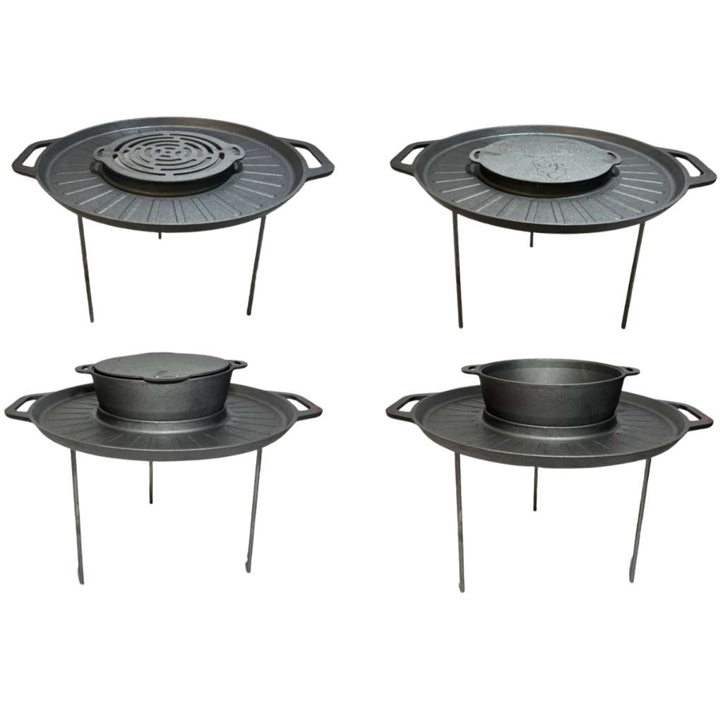 Set grill disc din fontă multifuncțional cu 4 piese