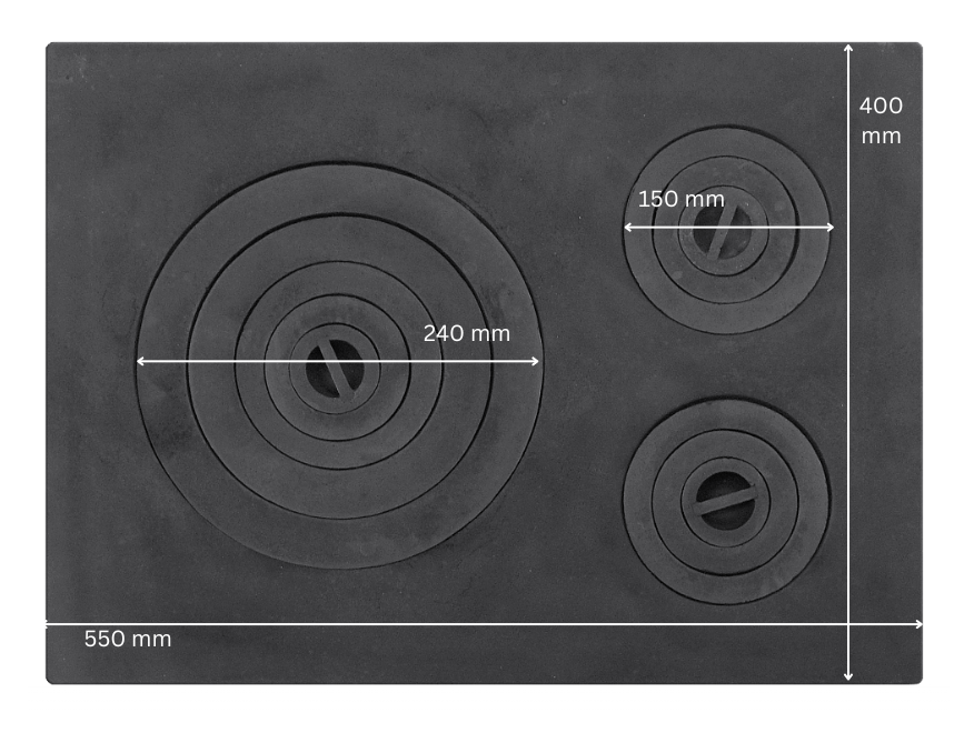 PLITA DIN FONTA CU TREI OCHIURI 550 mm L x 400 mm l