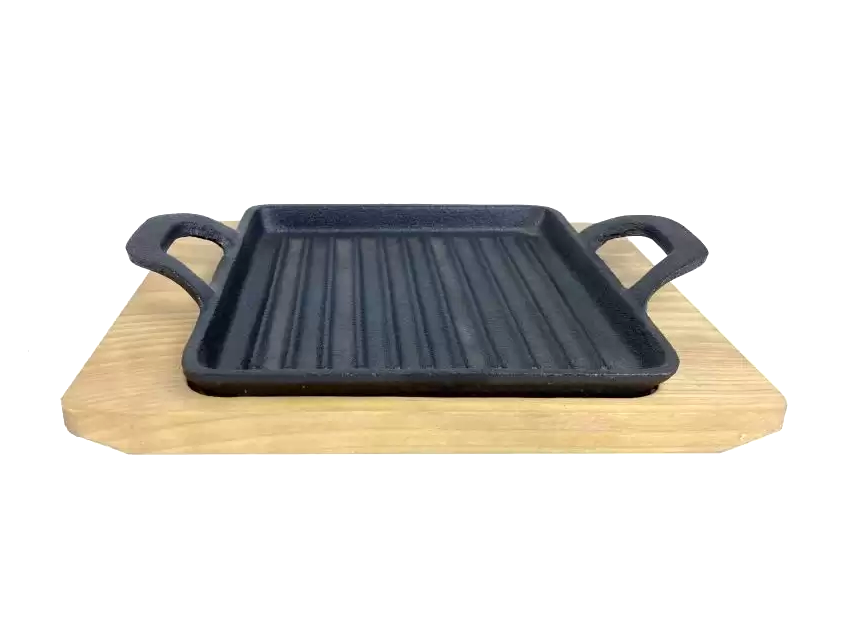 TIGAIE GRILL DIN FONTA CU SUPORT DE LEMN 19,5 x 14 cm ALL GRILL 9713